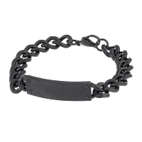 Mens Stainless Steel & Black IP Link ID Bracelet