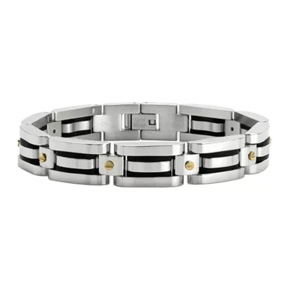 Mens Stainless Steel & Gold-Tone IP Link Bracelet