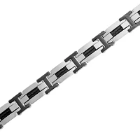 Mens Stainless Steel & Black IP Cable Link Bracelet