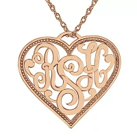 Personalized Script Monogram Initials Heart Pendant Necklace