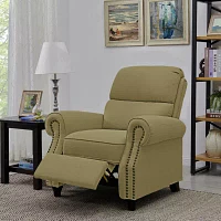 ProLounger Anna Traditional Roll-Arm Push Back Recliner Linen with Nailheads