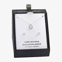 Sparkle Allure 1 7/8 CT. T.W. Silver Tone Pure Silver Over Brass 2-pc. Jewelry Set