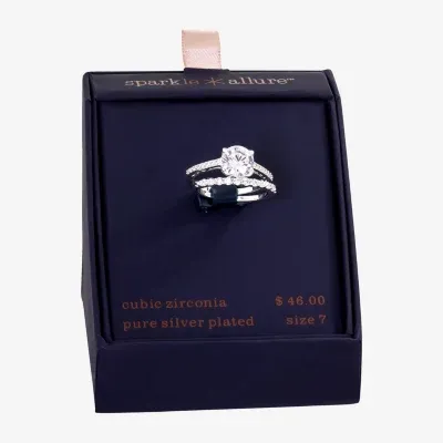 Sparkle Allure -pc. Cubic Zirconia Pure Silver Over Brass Ring Sets