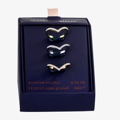 Sparkle Allure 3-pc. Crystal 14k Rose Gold Over Brass Ring Sets