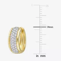 Lab Created White Moissanite 18K Gold Over Silver 14mm Hoop Earrings