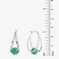 Enhanced Blue Turquoise Sterling Silver 26.4mm Ball Round Hoop Earrings