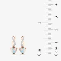 Diamond Accent Genuine Opal 10K Rose Gold Heart Drop Earrings