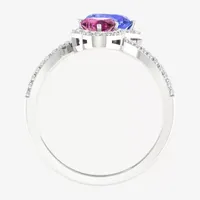 Womens 1/3 CT. T.W. Genuine Blue Tanzanite 10K White Gold Heart Crossover Cocktail Ring