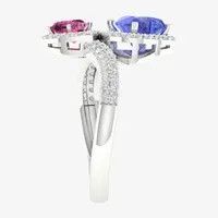 Womens 1/3 CT. T.W. Genuine Blue Tanzanite 10K White Gold Heart Crossover Cocktail Ring