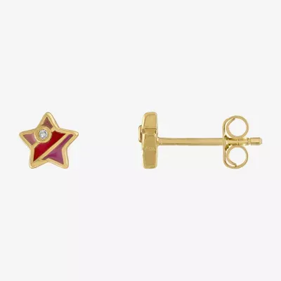 White Diamond Sterling Silver 6mm Star Stud Earrings