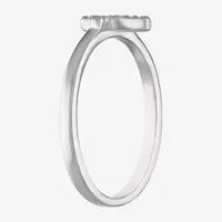 White Diamond Sterling Silver Cross Delicate Band