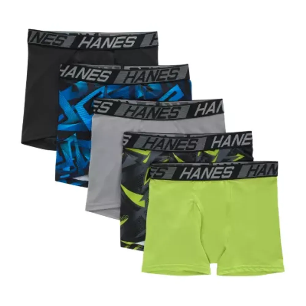 Hanes Big Boys 5 Pack Boxer Briefs, Color: Black - JCPenney