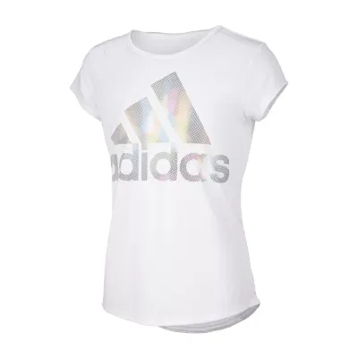 adidas Big Girls Round Neck Short Sleeve Graphic T-Shirt
