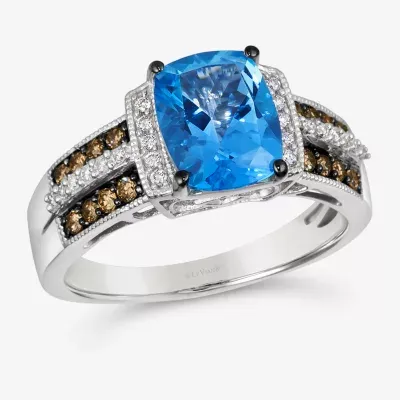 Le Vian® Grand Sample Sale™ Ring featuring 2 1/4 CT. Blue Topaz 1/5 CT. Chocolate Diamonds® 1/6 CT. Nude Diamonds™ set in 14K Vanilla Gold®