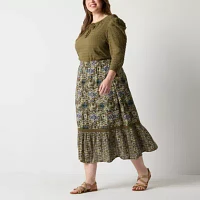 Frye and Co. Womens Mid Rise Maxi Skirt - Plus