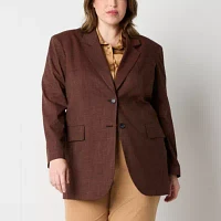 Worthington Plus Womens Boxy Fit Blazer