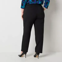 Liz Claiborne-Plus Ponte Womens Mid Rise Straight Pull-On Pants