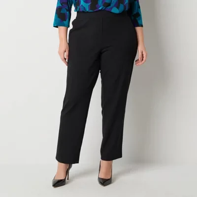 Liz Claiborne-Plus Ponte Womens Mid Rise Straight Pull-On Pants