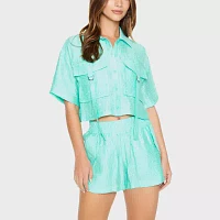 Forever 21 Linen Womens High Rise Cargo Short - Juniors
