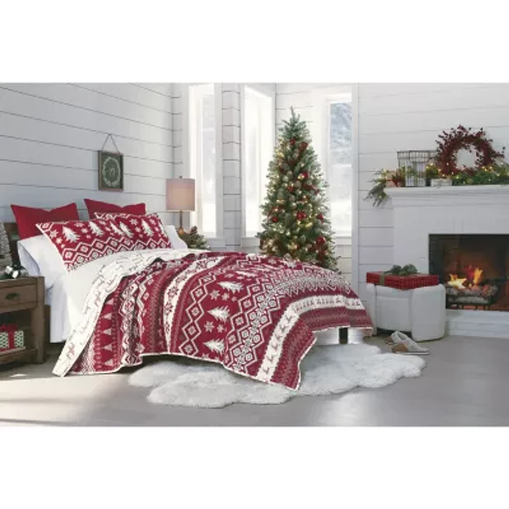 North Pole Trading Co. Holiday Fairisle Reversible Quilt Set