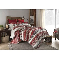 North Pole Trading Co. Holiday Stripe Reversible Quilt Set