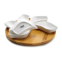 Elama Signature Modern 13.5 Inch 7pc Lazy Susan Appetizer and Condiment Server Set