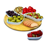 Elama Signature Modern 13.5 Inch 7pc Lazy Susan Appetizer and Condiment Server Set