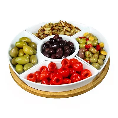 Elama Signature 12 1/4 Inch 6pc Lazy Susan Appetizer and Condiment Server Set