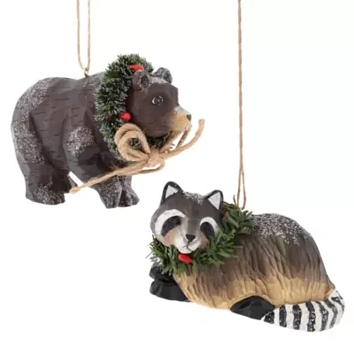 North Pole Trading Co. Racoon And Bear Set 2-pc. Christmas Ornament