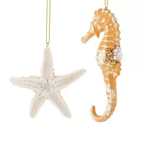 North Pole Trading Co. Star Fish And Sea Horse 2-pc. Christmas Ornament