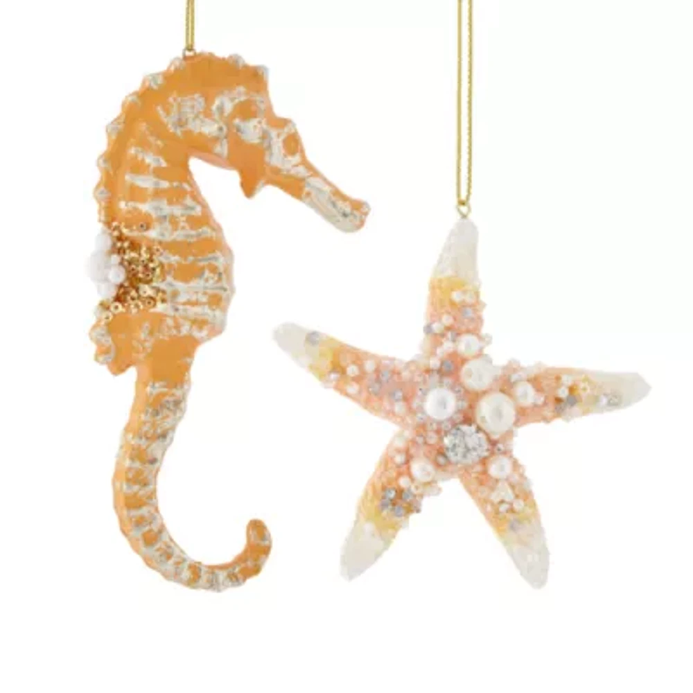 North Pole Trading Co. Star Fish And Sea Horse 2-pc. Christmas Ornament