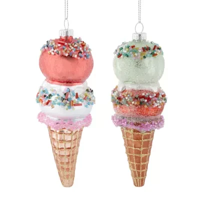 North Pole Trading Co. Ice Cream Cone Set 2-pc. Christmas Ornament