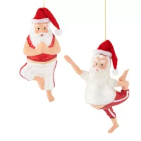 North Pole Trading Co. Yoga Santas Set 2-pc. Christmas Ornament