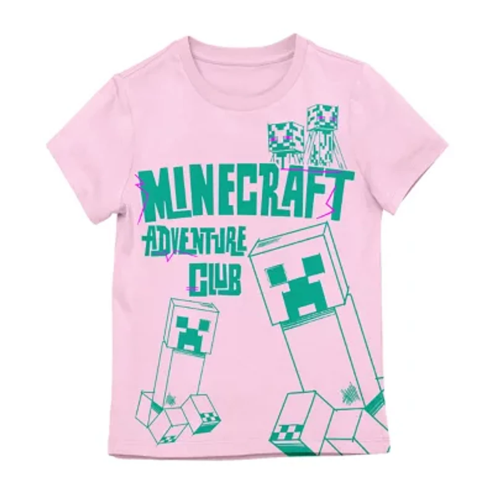 Little & Big Girls Crew Neck Short Sleeve Minecraft Graphic T-Shirt