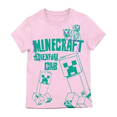 Little & Big Girls Crew Neck Short Sleeve Minecraft Graphic T-Shirt