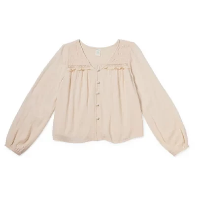 Thereabouts Little & Big Girls V Neck Long Sleeve Blouse