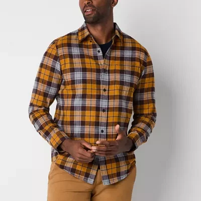 St. John's Bay Dexterity Mens Easy-on + Easy-off Adaptive Classic Fit Long Sleeve Flannel Shirt