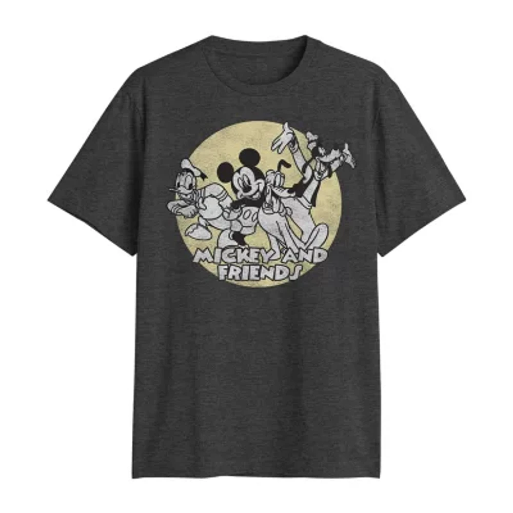 Big and Tall Mens Crew Neck Short Sleeve Classic Fit Mickey Friends Graphic T-Shirt