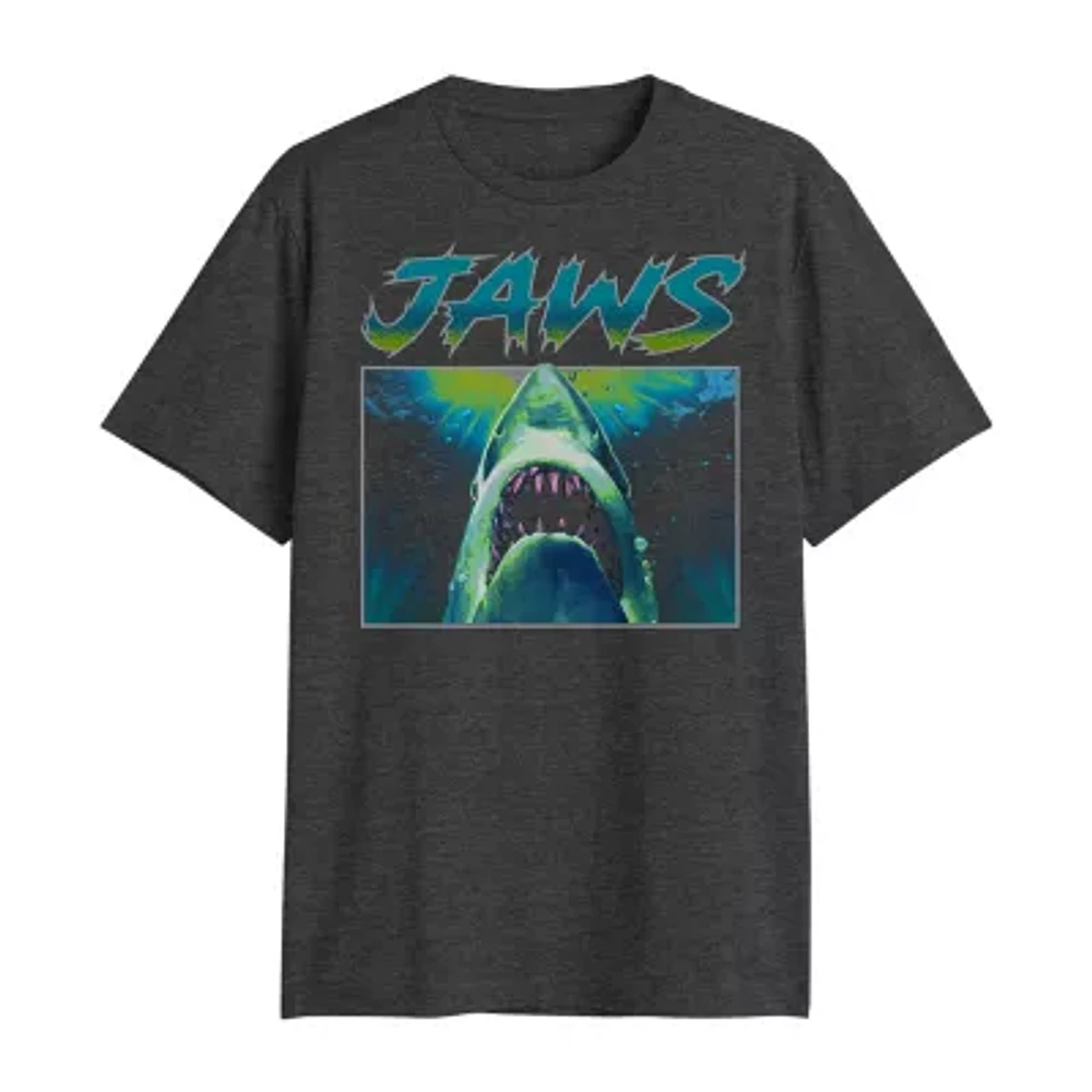 Big and Tall Mens Crew Neck Short Sleeve Classic Fit Jaws Graphic T-Shirt