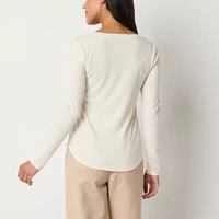 a.n.a Tall Womens Long Sleeve Henley Shirt