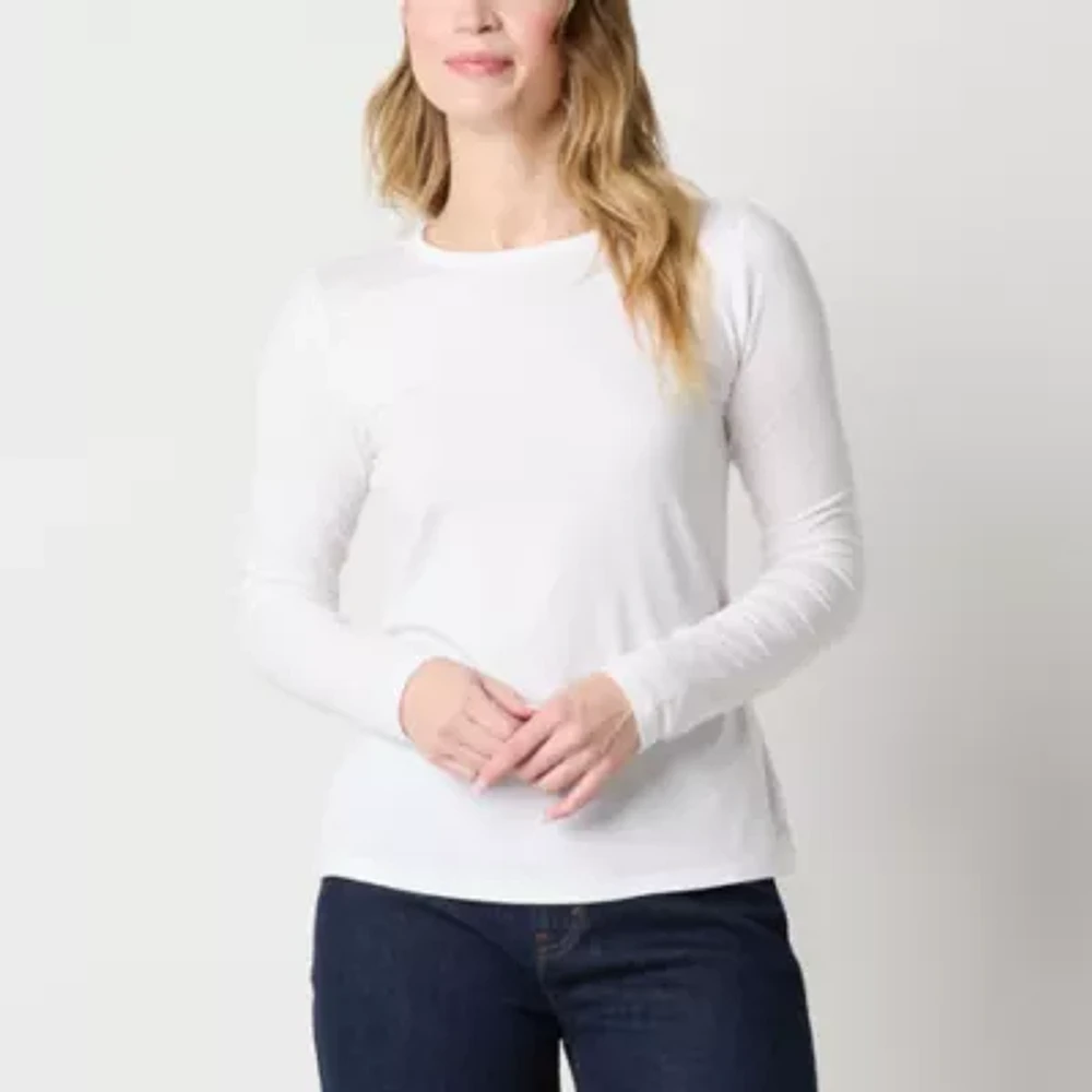 a.n.a Womens Tall Crew Neck Long Sleeve T-Shirt