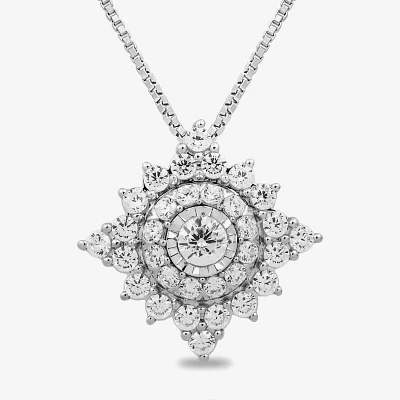 Womens 1/2 CT. T.W. Lab Grown White Diamond 10K White Gold 18 Inch Pendant Necklace