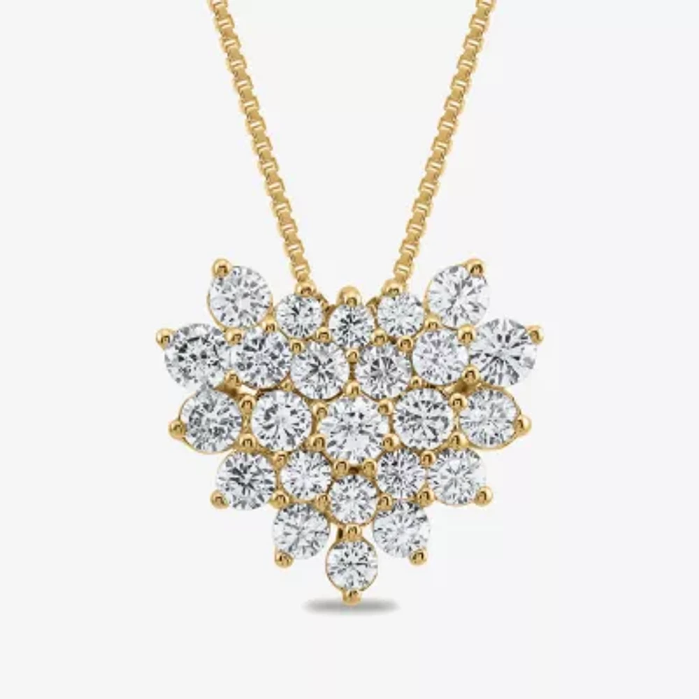 Womens CT. T.W. Lab Grown White Diamond 10K Gold Heart 18 Inch Pendant Necklace