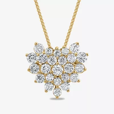 Womens CT. T.W. Lab Grown White Diamond 10K Gold Heart 18 Inch Pendant Necklace