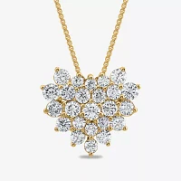Womens CT. T.W. Lab Grown White Diamond 10K Gold Heart 18 Inch Pendant Necklace