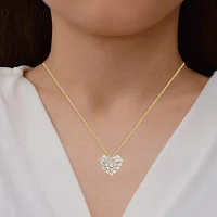 Womens CT. T.W. Lab Grown White Diamond 10K Gold Heart 18 Inch Pendant Necklace