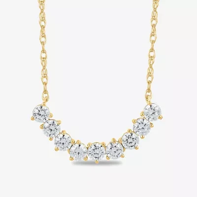 Womens 1 CT. T.W. Lab Grown White Diamond 10K Gold Inch Pendant Necklace