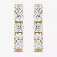 Womens 1 CT. T.W. Lab Grown White Diamond 10K White Gold 14.5mm Hoop Earrings