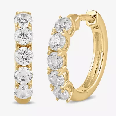 Womens 1 CT. T.W. Lab Grown White Diamond 10K White Gold 14.5mm Hoop Earrings
