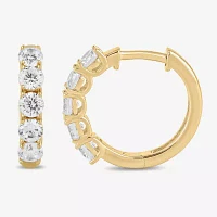 Womens 1 CT. T.W. Lab Grown White Diamond 10K White Gold 14.5mm Hoop Earrings
